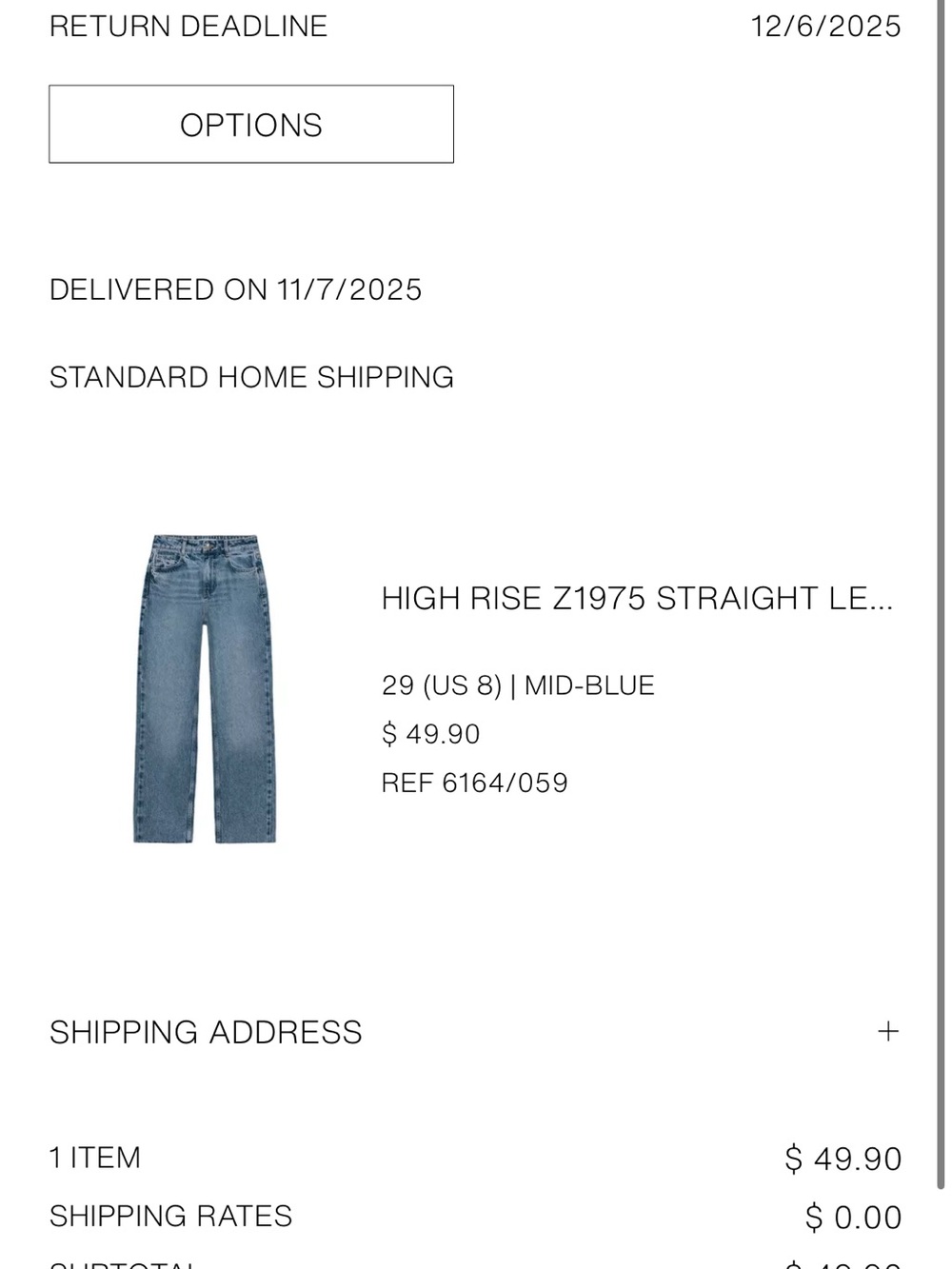 NWT Zara High Rise Straight Leg Jean - Picture 1 of 2